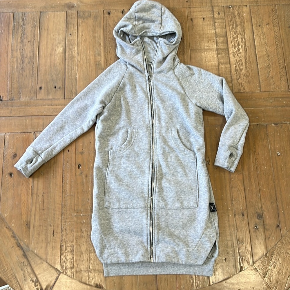 Nununu gray zip front sweatshirt dress